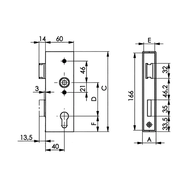 141U - COFFRE ÉTROIT BRUT - 30x60x172mm