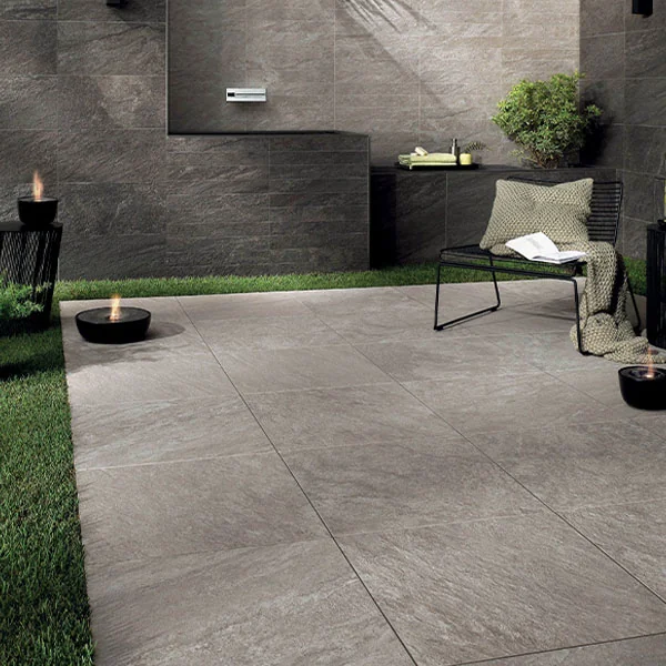 Carrelage sol extérieur effet "pierre" BRAVE - Grey - 60 cmx60 cm Ép.20 mm