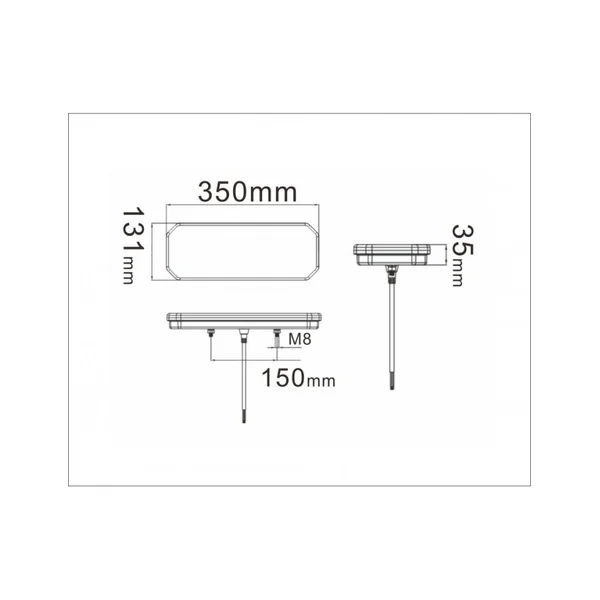 Feu arrière LED droit avec indicateur dynamique - 12/24V