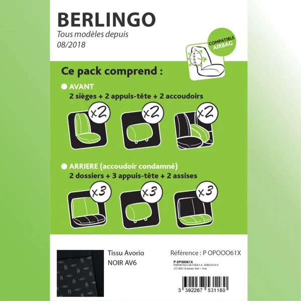 Housse sur Mesure PREMIUM pour Berlingo, Rifter, Combo, à partir de 08/2018