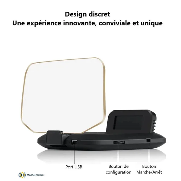 HUD 3D Sans Film OBD2 GPS - Affichage Tête Haute Voiture