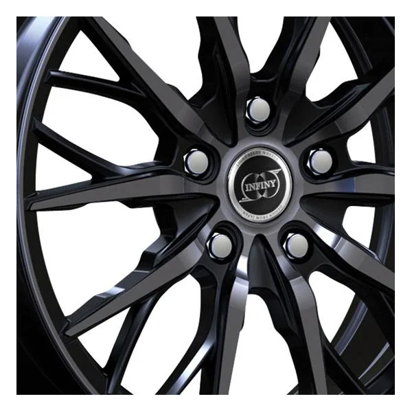 Jante alu INFINY SPIKE NOIR BRILANT FACE POLIE NOIRE 7x16 pouces 4x25 ET65.1