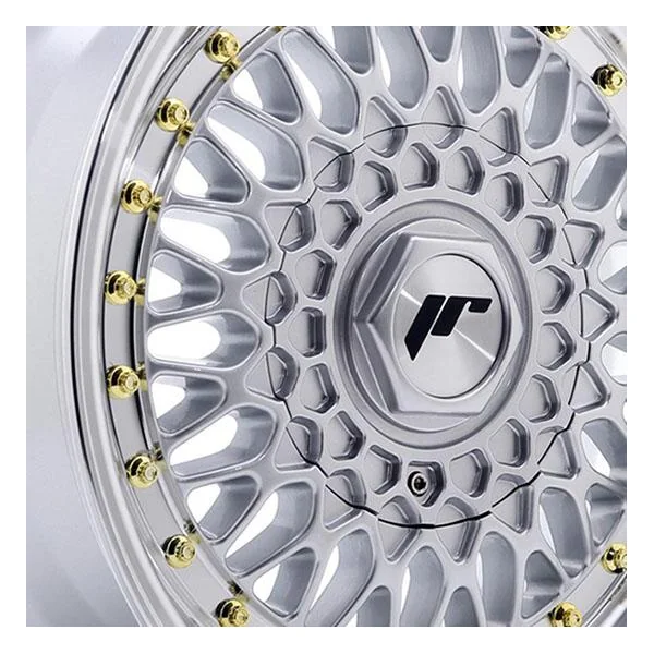 Jante alu JAPAN RACING JR9 ARGENT BORD POLI AVEC RIVET OR 8.5x17 pouces 5x35 ET74.1