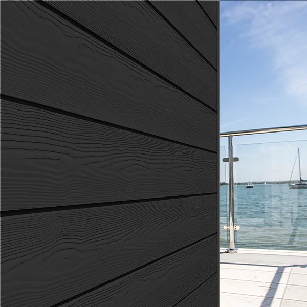 Lame de bardage en fibres-ciment Cedral Click finition relief Noir C50