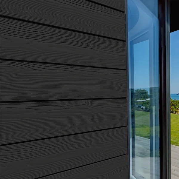 Lame de bardage en fibres-ciment Cedral Click finition relief Noir C50