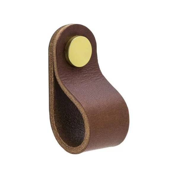 Loop Ronde - Cuir Marron/Laiton