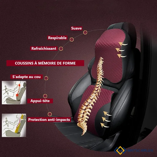 Pack Coussin Lombaire Cervical Voiture -50% | Matscarlux