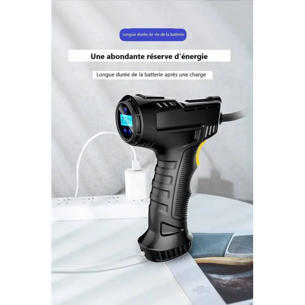 Pompe à Air Portable 150 PSI Sans Fil - Gonfleur Pneu Voiture Batterie 2000mAh
