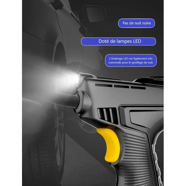 Pompe à Air Portable 150 PSI Sans Fil - Gonfleur Pneu Voiture Batterie 2000mAh