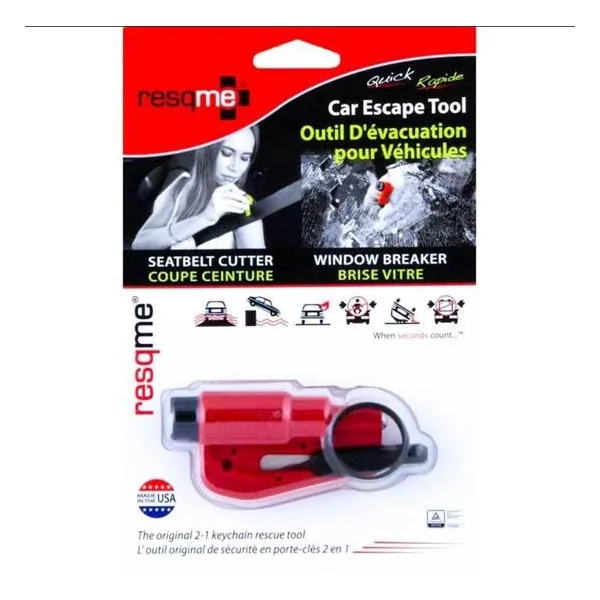 Porte-clés brise vitres et coupe ceinture - Rouge - RESQ ME