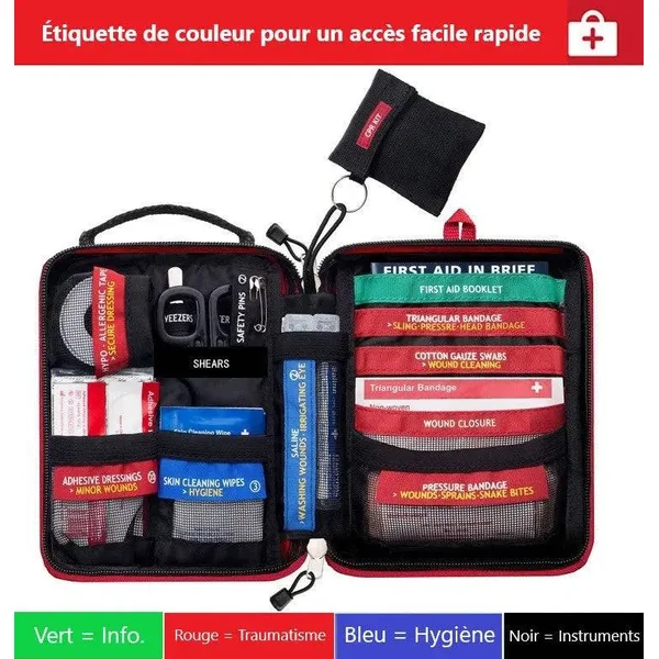 Trousse de Secours Voiture 44 Pièces - Kit Premiers Soins Obligatoire Pro