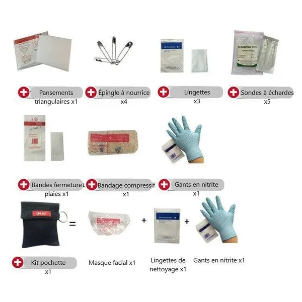 Trousse de Secours Voiture 44 Pièces - Kit Premiers Soins Obligatoire Pro