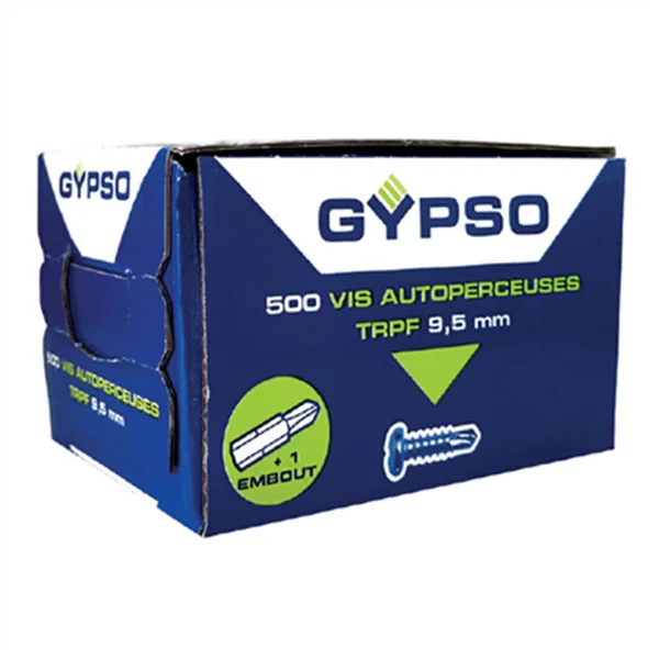 Vis auto-perceuse TRPF Gypso acier zingué Ø 3,5 mm x 9,5 mm - boîte de 500